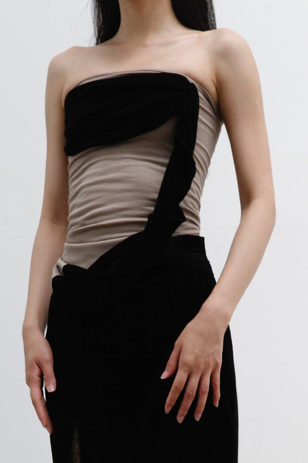 Un Morceau knitted chest trim bandeau AW22 UM222SZ16 colorblock
